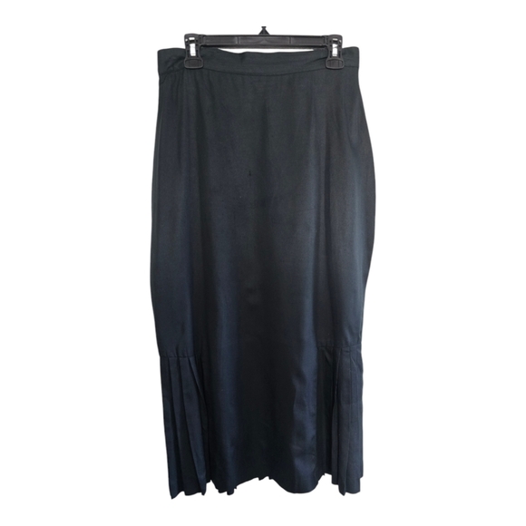 VTG Flora Kung Pleated Skirt Women Sz L Black 100% Silk Y2K Western Witchy - Picture 1 of 13